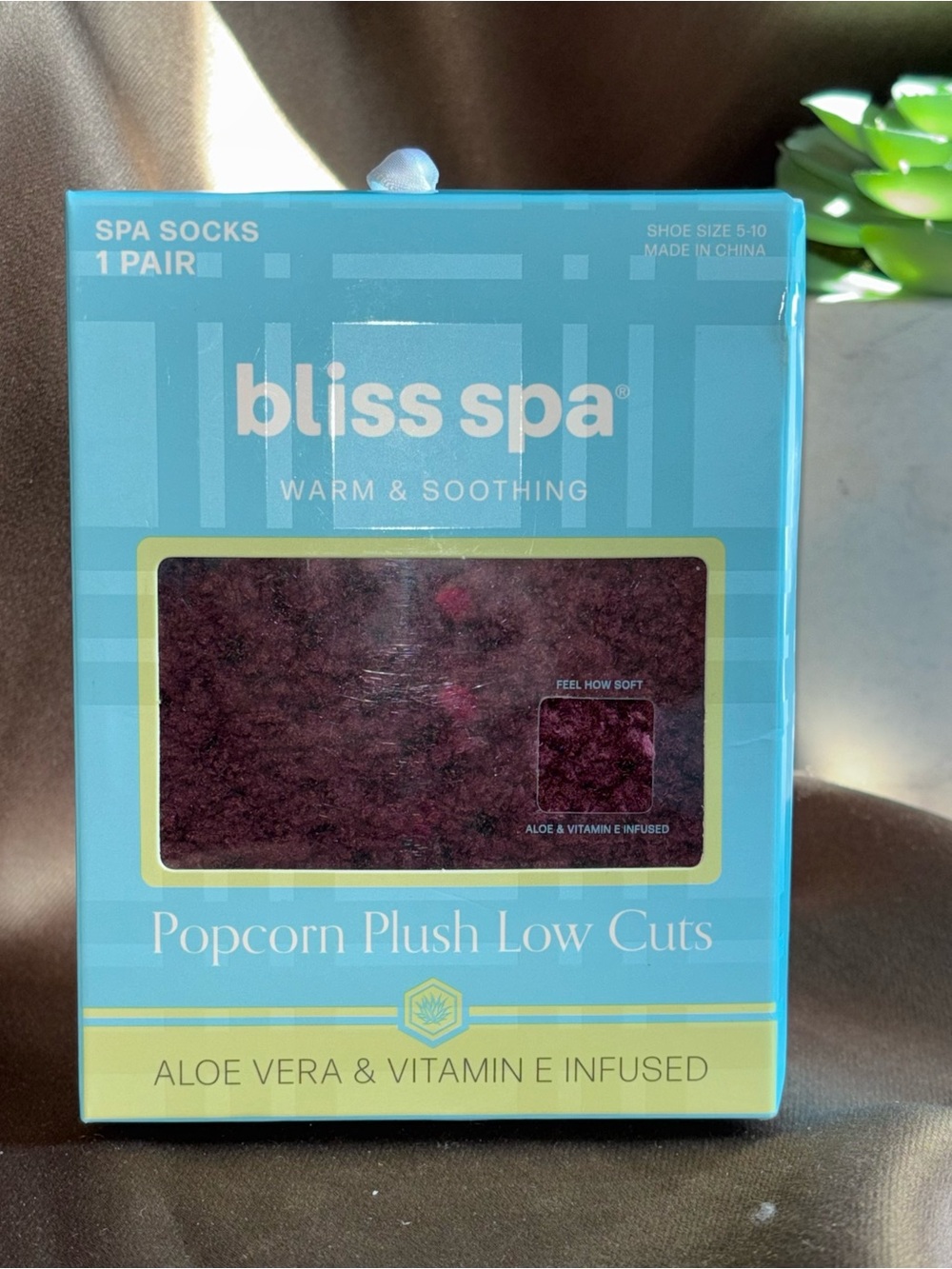 Bliss Spa Aloe infused Low Cut Spa Socks - Burgundy